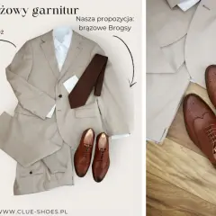 Beżowy garnitur i propozycje brązowych butów: Monki, Loafersy i Brogsy. Idealne jakie buty do beżowego garnituru.