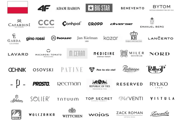 Gant to firma znana z produkcji odzieży i akcesoriów. Na zdjęciu widnieje wiele polskich marek odzieżowych, m.in. 4F, Big Star, Reserved, Ryłko, Wólczanka.
